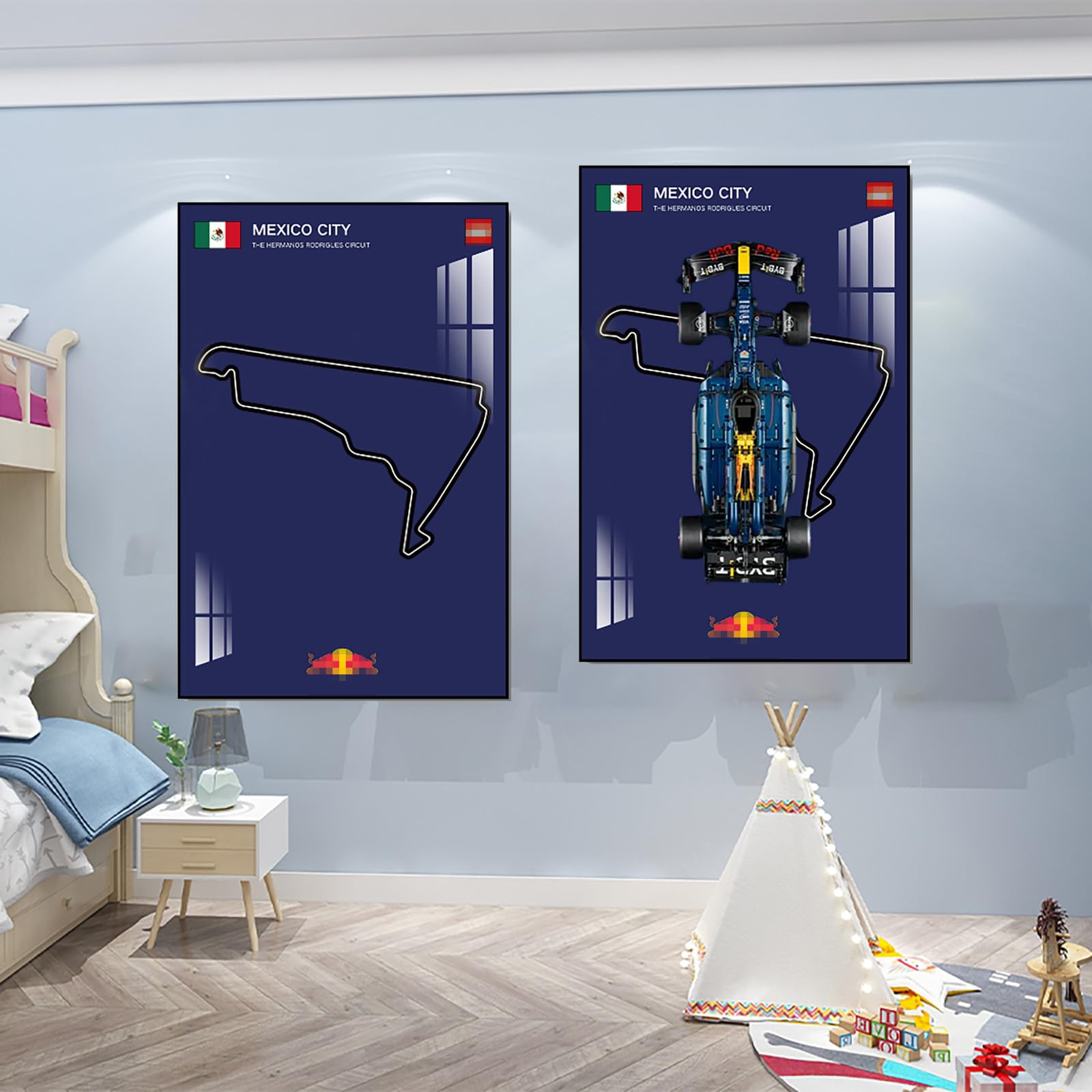 Display Wall Mount for Lego 42206 Technic Red Bull RB20 Racing Decorative Scoreboard for Car Wall Mount Le*go Lovers (Not included Model) (Autodromo Hermanos Rodriguez in Mexico)