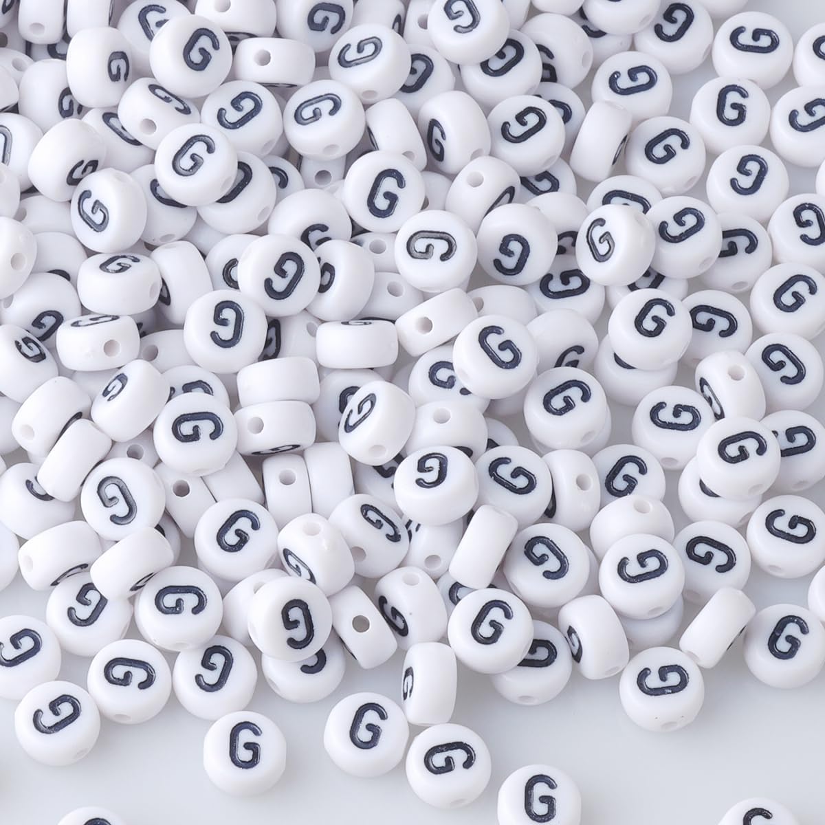 500Pcs Acrylic Letter G Beads,7mm Round Alphabet Beads for Bracelet Making,Spacer for Necklace,Earring and Jewellery Making