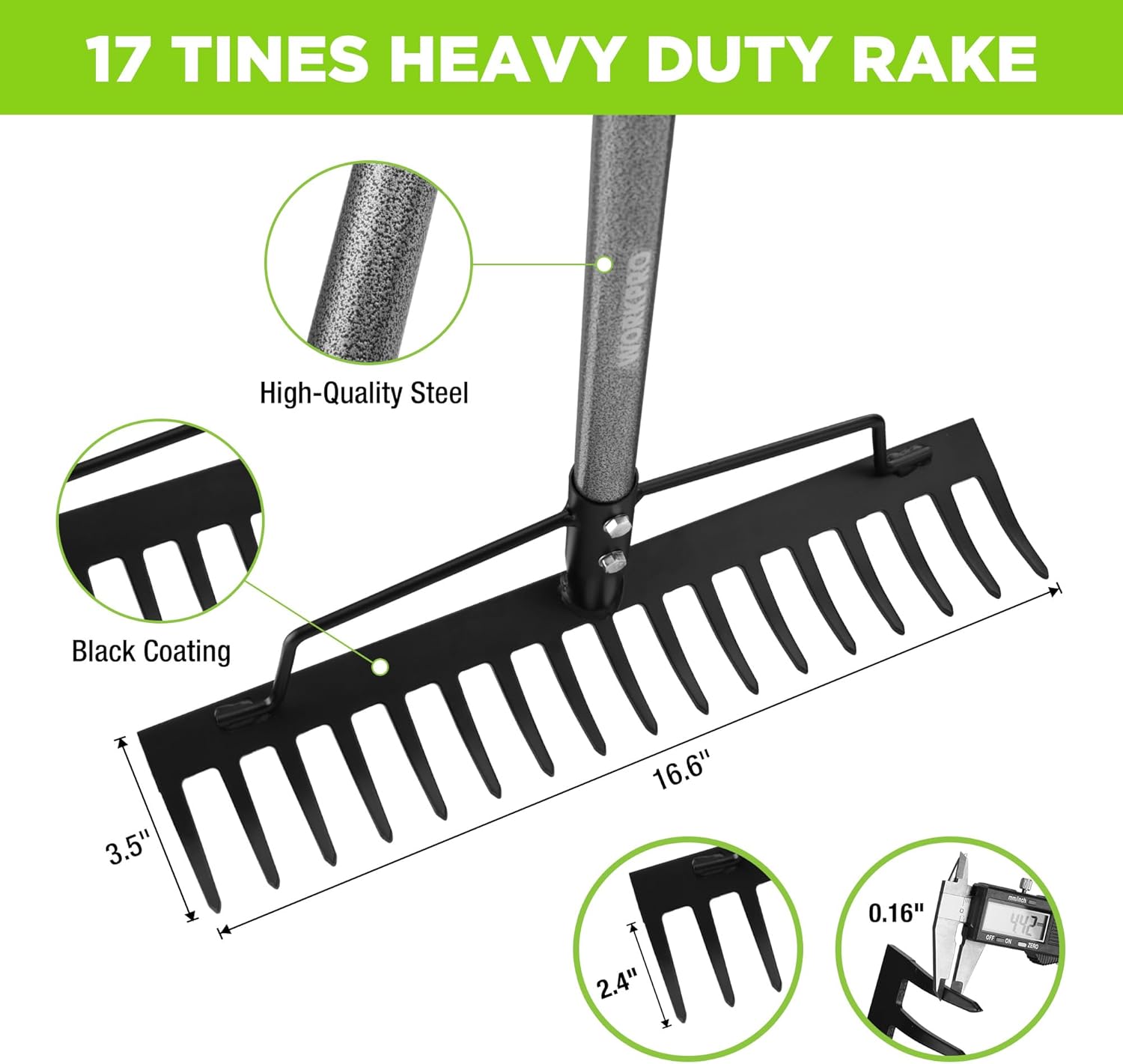 WORKPRO 6-Piece Garden Tool Set & 65 Inch Bow Rake