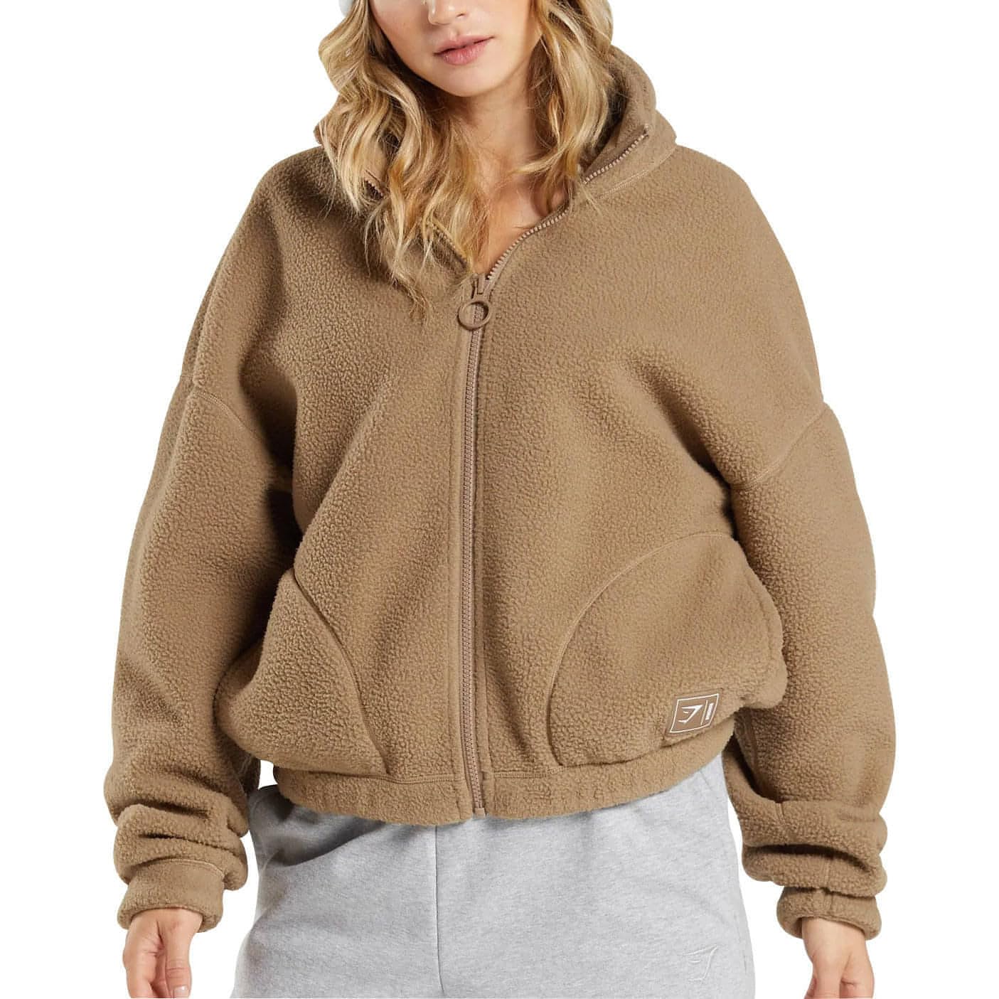 GYMSHARK Sherpa Womens Jacket - Brown - XS