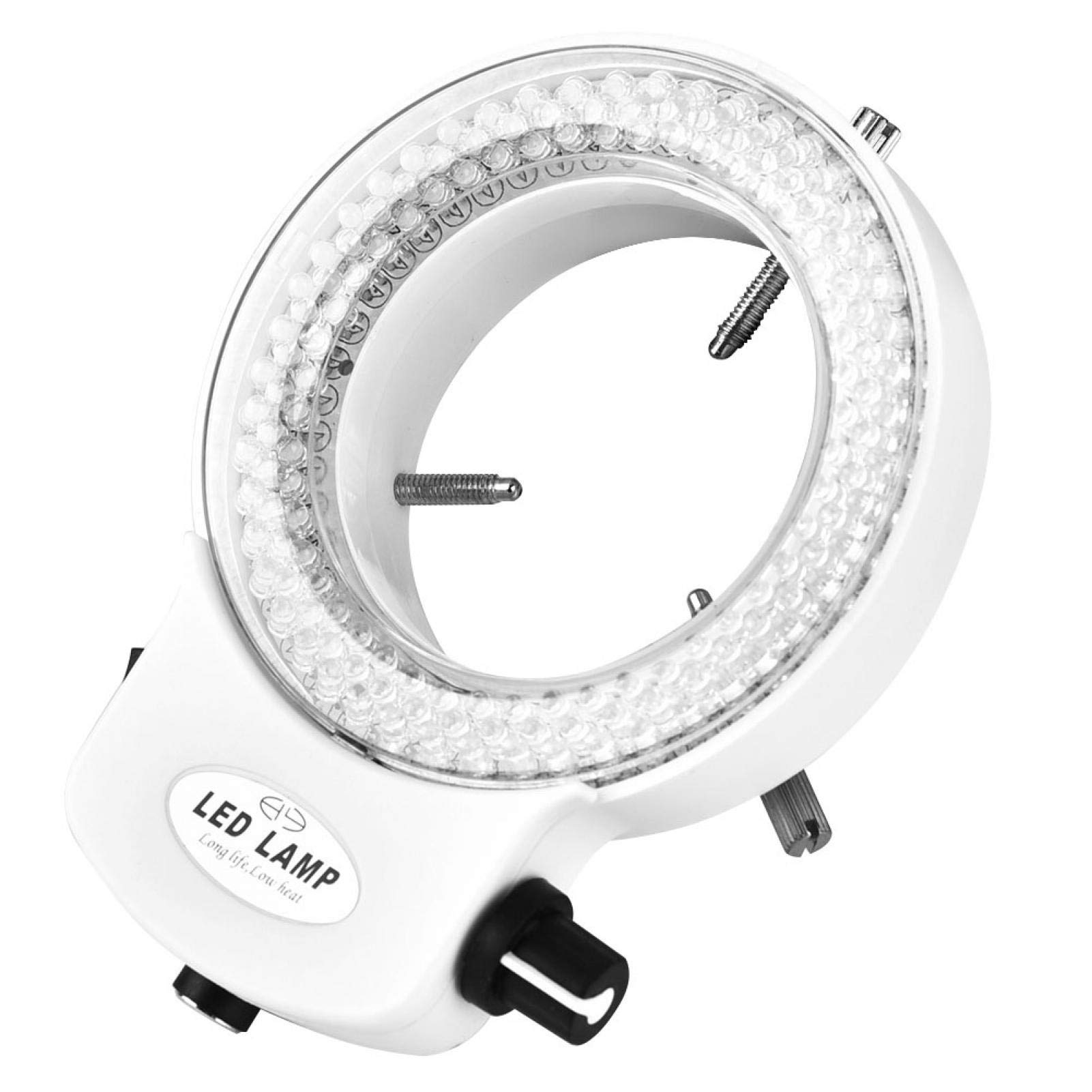 Akozon - Microscopio LED, microcamera 144 LED, sorgente luminosa, regolabile, lampada ad anello per microscopio stereo e fotocamera (spina UE)