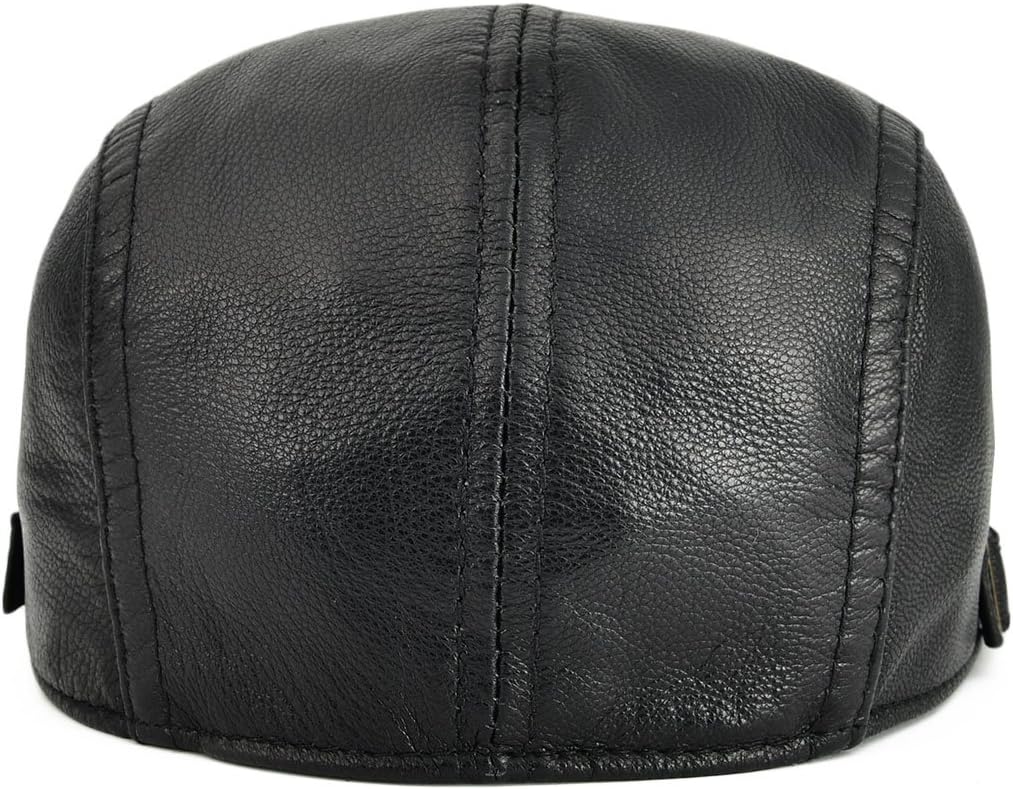 VOBOOM Men Women Adjustable Genuine Leather Ivy Cap Newsboy Hat - Image 4