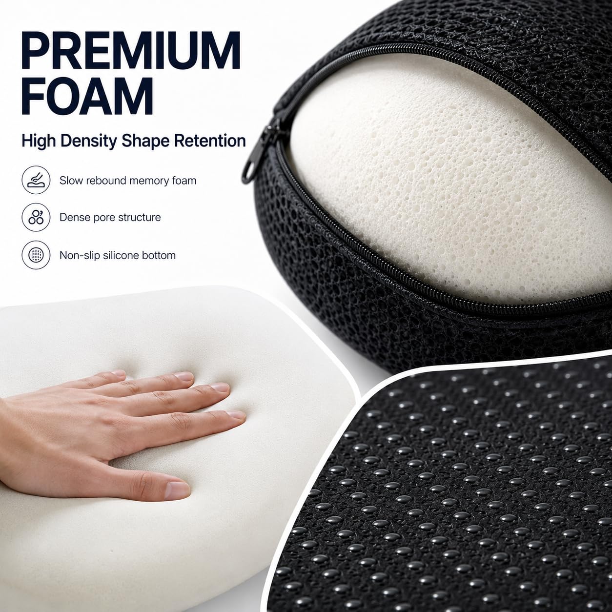 Hämorrhoiden Sitzkissen Sitzring - Rivestimenti in tessuto peluche e rete, cuscino ortopedico per coccige in memory foam per sedia da ufficio e auto