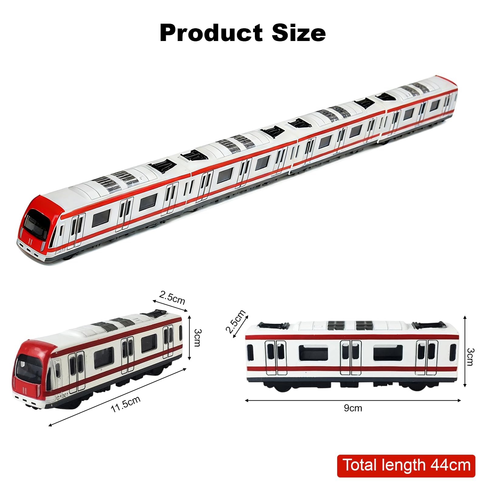 Train Jouet Aimanté en Alliage pour Enfants de 3+Ans, Modèle Réduit 1/64 avec 4 Wagons, Jouet Train Enfant 3 Ans, Trains à Grande Vitesse Rouge et Blanc, Cadeau d‘Anniversaire