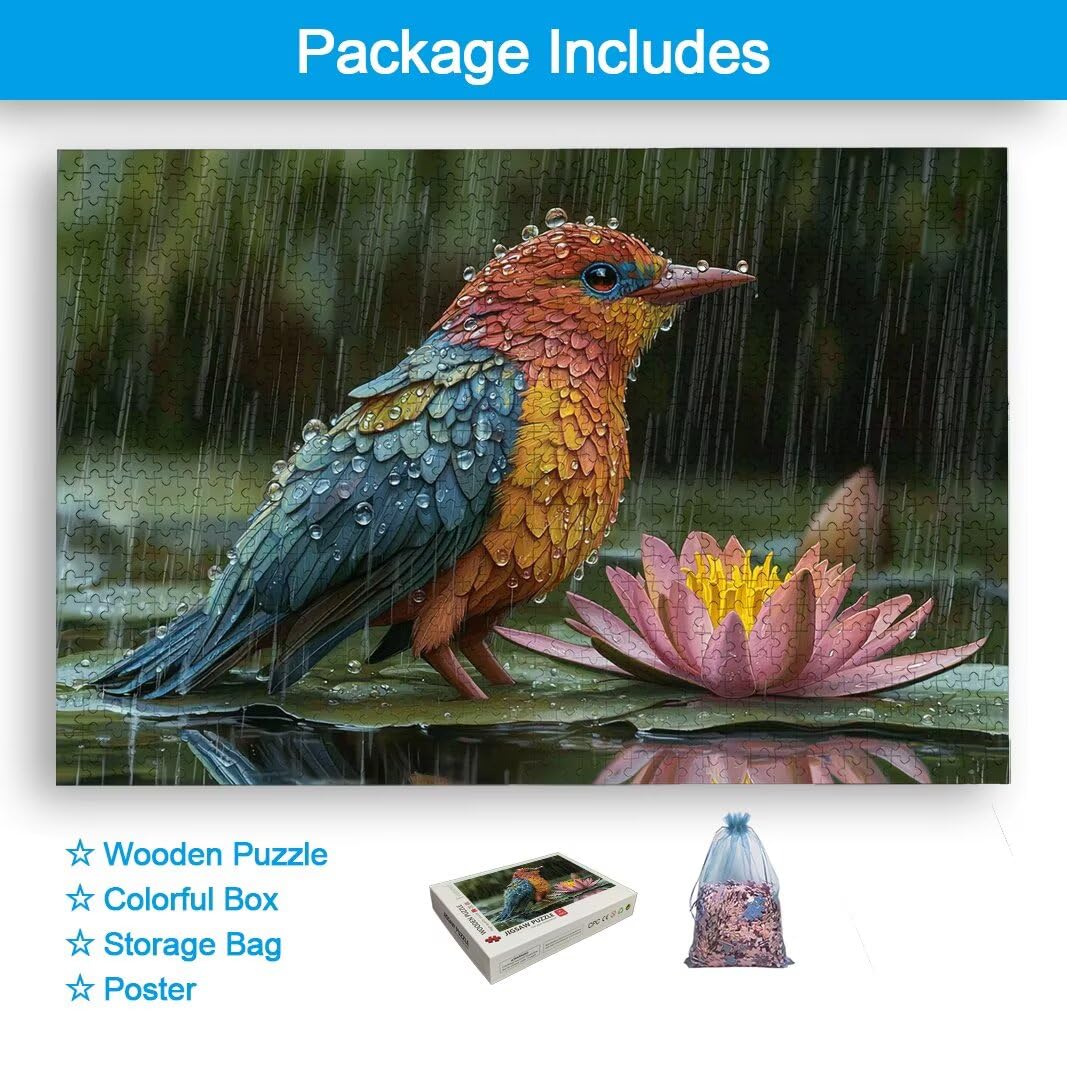 Puzzle 1500 Piezas, Puzzle Pájaro de Madera para Adultos, Regalos -2620