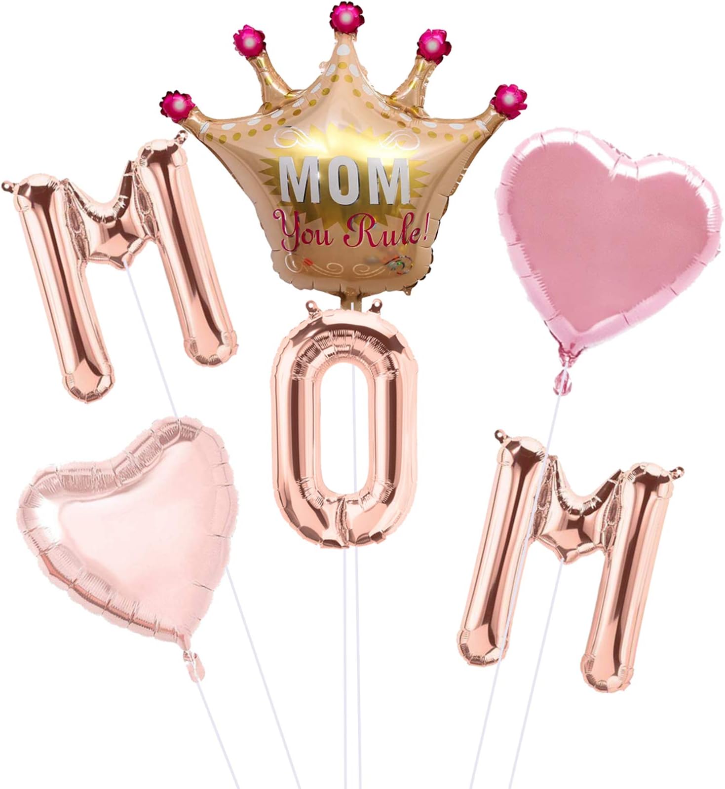 Mom Letter Balloons Happy Mothers Day Balloons Aluminum Film Balloon Set Heart Balloons For Mother's Day, Mother’s Birthday Party Decoration