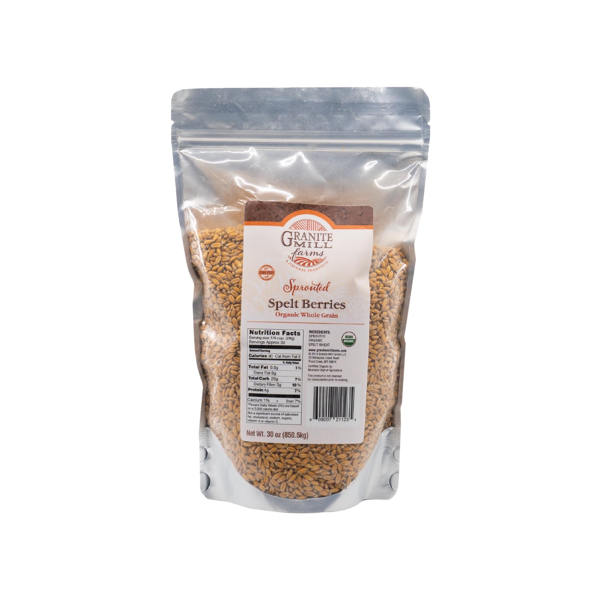 Organic Sprouted Spelt Berries, 30 OZ