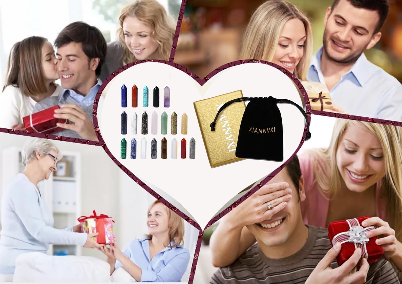 XIANNVXI 20 Pcs Healing Crystals Set Crystals Gemstones Wands Bulk Reiki Crystal Gifts Polished Stones Crystal Points for Beginners Collection Meditation