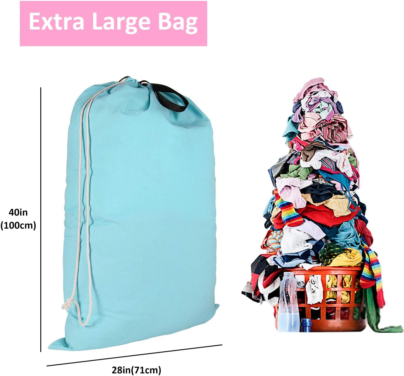 SWISSELITE Heavy Duty Laundry Bag, Large Travel Dirty Clothes Bag image 2