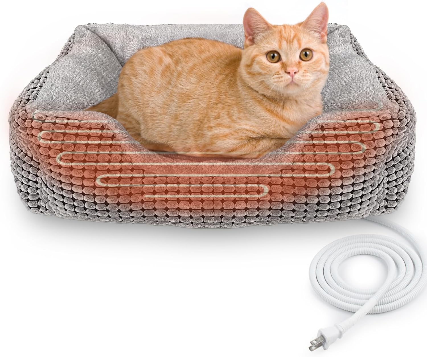 MARUNDA Heated Cat Bed for Indoor Small Cats and Dogs Cozy Heated Pet Bed with