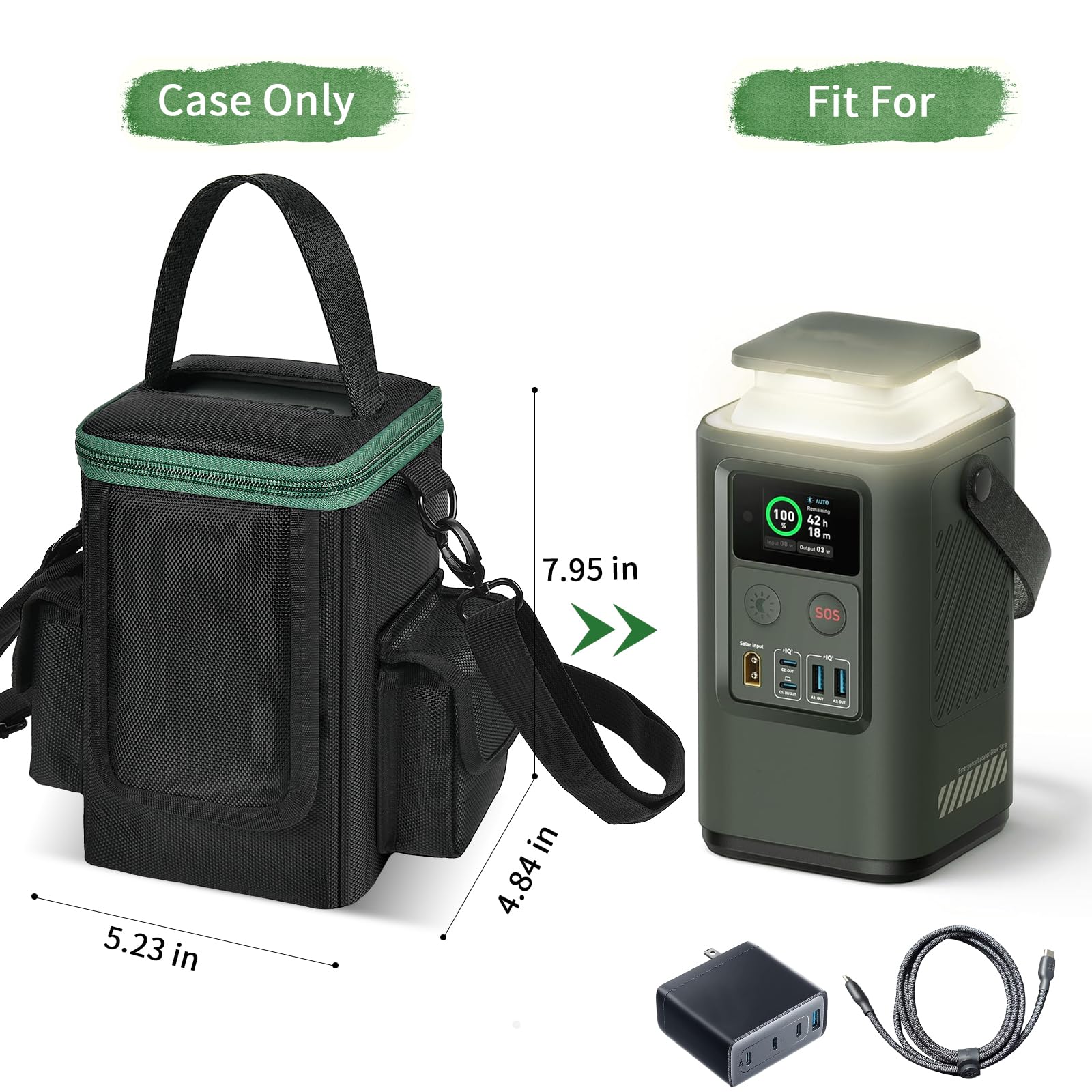 Soft Bag Compatible with Anker Power Bank, 60,000mAh PowerCore Reserve 192Wh, Charge Power Bank Storage Case Cover with Two Pockets for Battery Usb Cables and Accessories (Box Only) (Black)