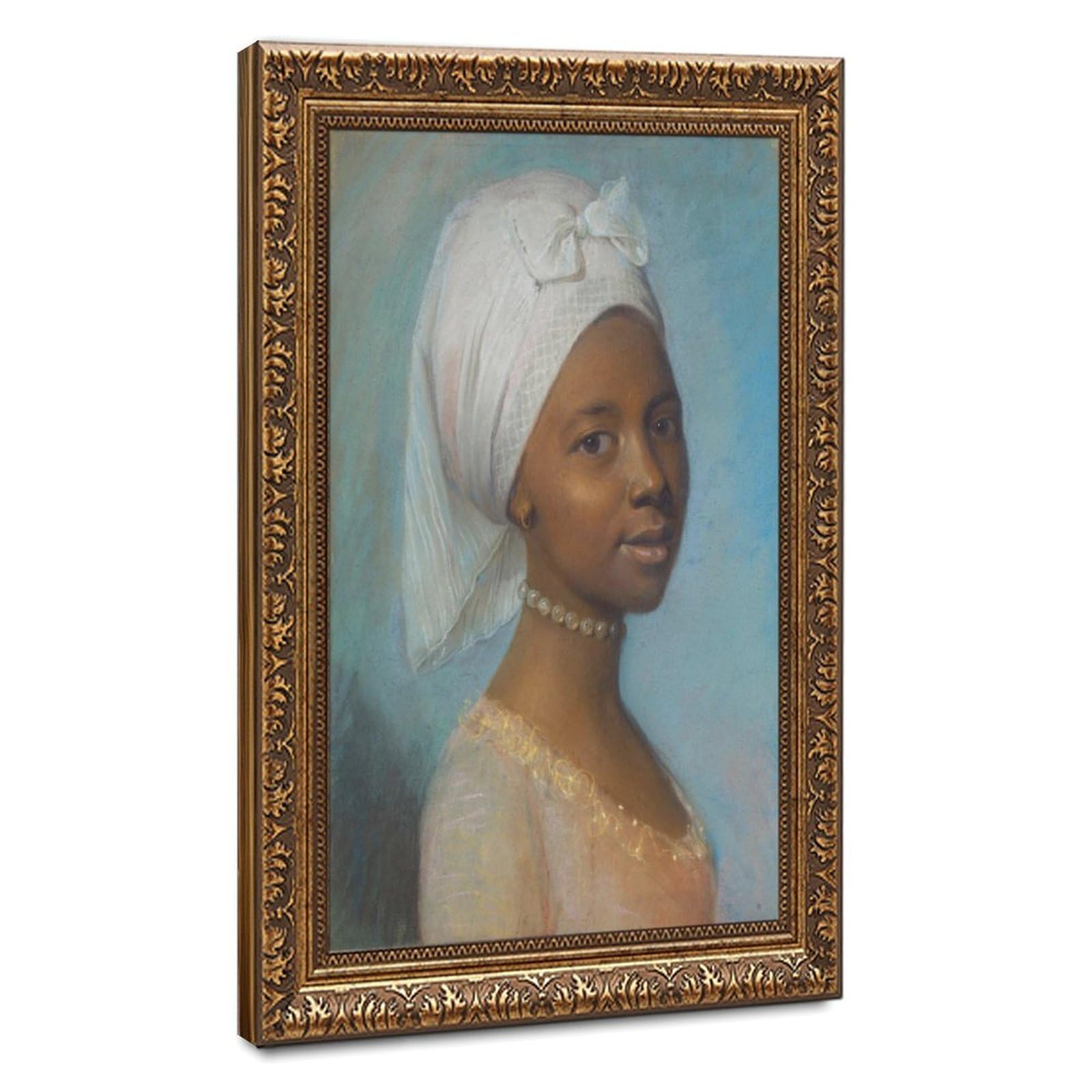 WCYB Portrait of A Young Woman Jean Etienne Liotard Posters Prints Canvas Deco Paintings Wall Art Hangable Frame 20" L X 30" W