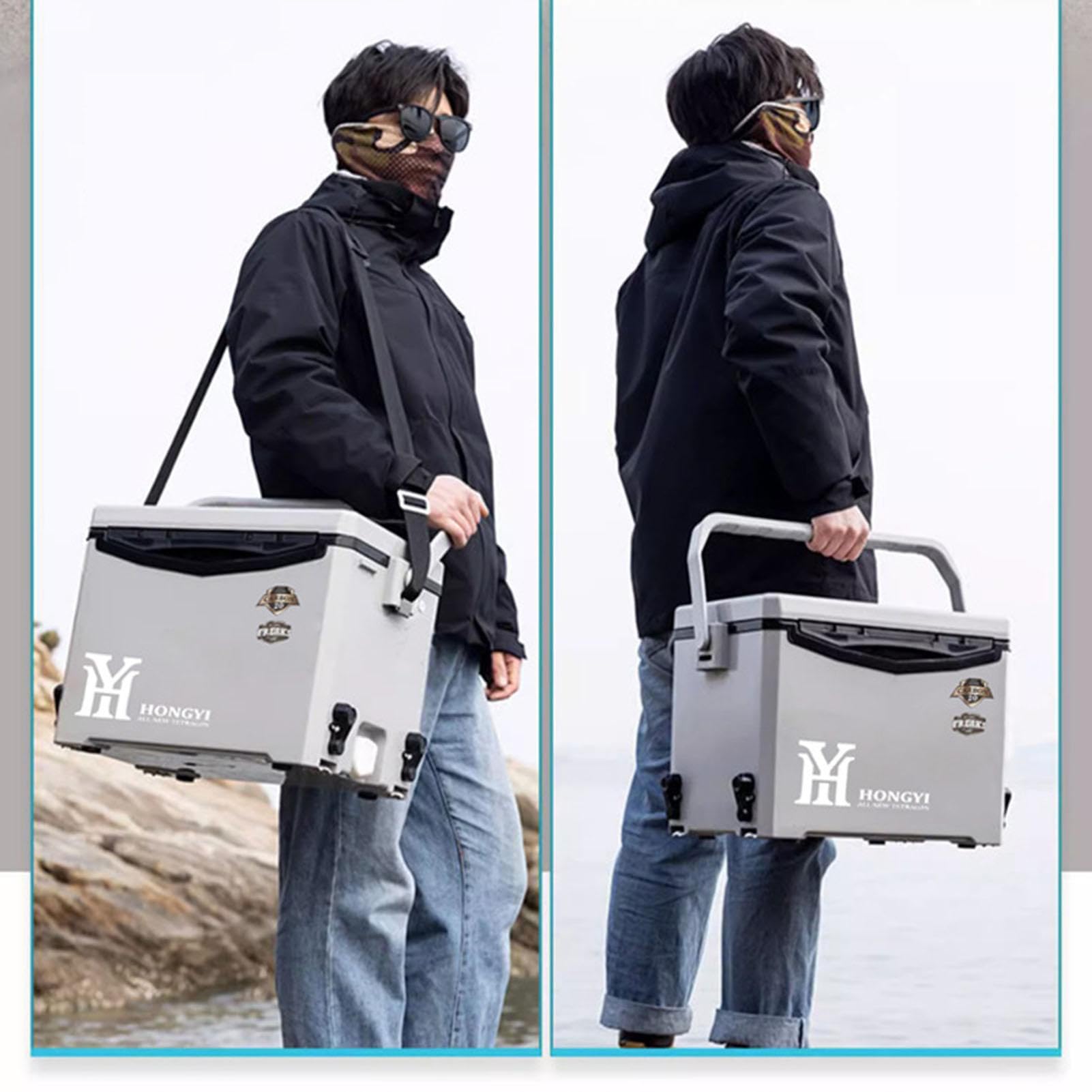 Maciun - Caja de hielo aislada, refrigerador portátil ultraligero | refrigerador duro para viajes, bebidas, barcos, pesca, bebidas, barbacoa, picnic