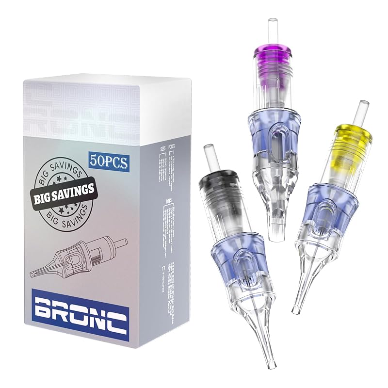 BRONC Agulhas Cartucho para Tatuagem Sortidas 50 Unidades RM 0,35 mm #12, 1207RM a 1215RM