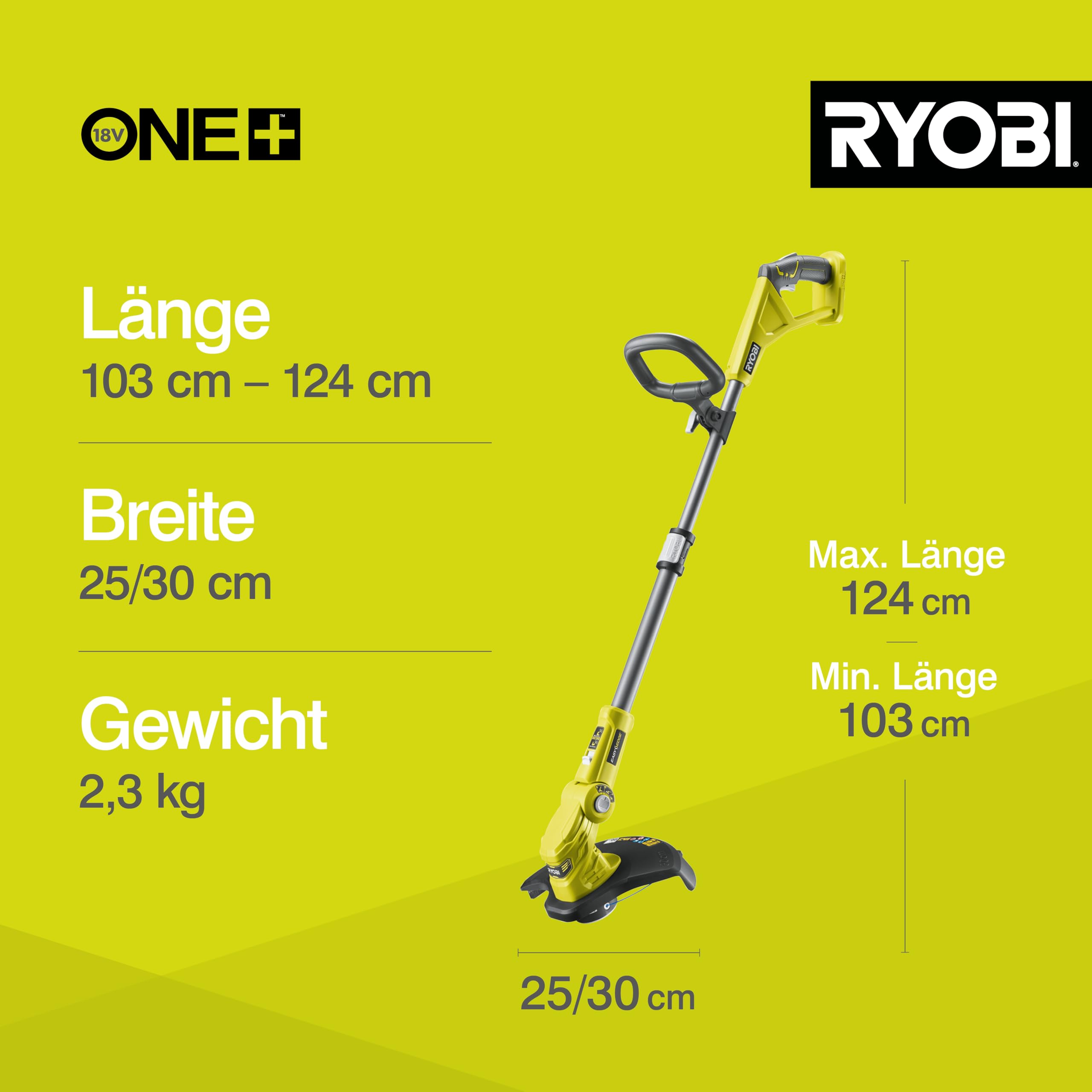 RYOBI 18 V ONE+ Akku-Rasentrimmer OLT1832, 25-30 cm Schnittbreite