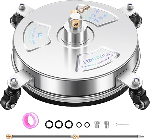 PWS14 - Limpiador de superficies de hidrolavadora de 14 pulgadas con 4 ruedas - Limpiador de superficies de acero inoxidable para fijación de