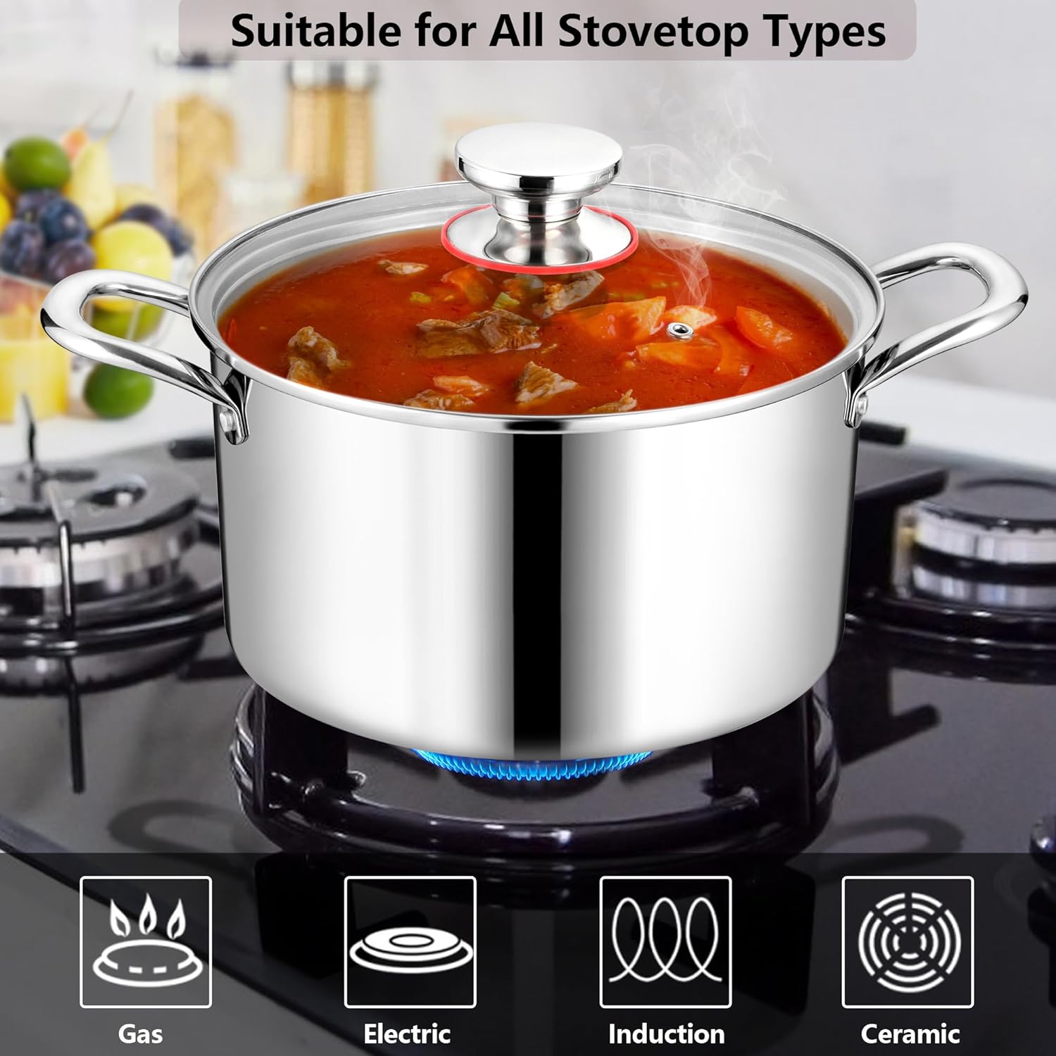 2 Quart Saucepan & 4.5 Quart Cooking Stock Pot with Lid，Heavy Duty Tri-ply 18/10 Stainless Steel Sauce Pan with Induction Compatible Soup Pot