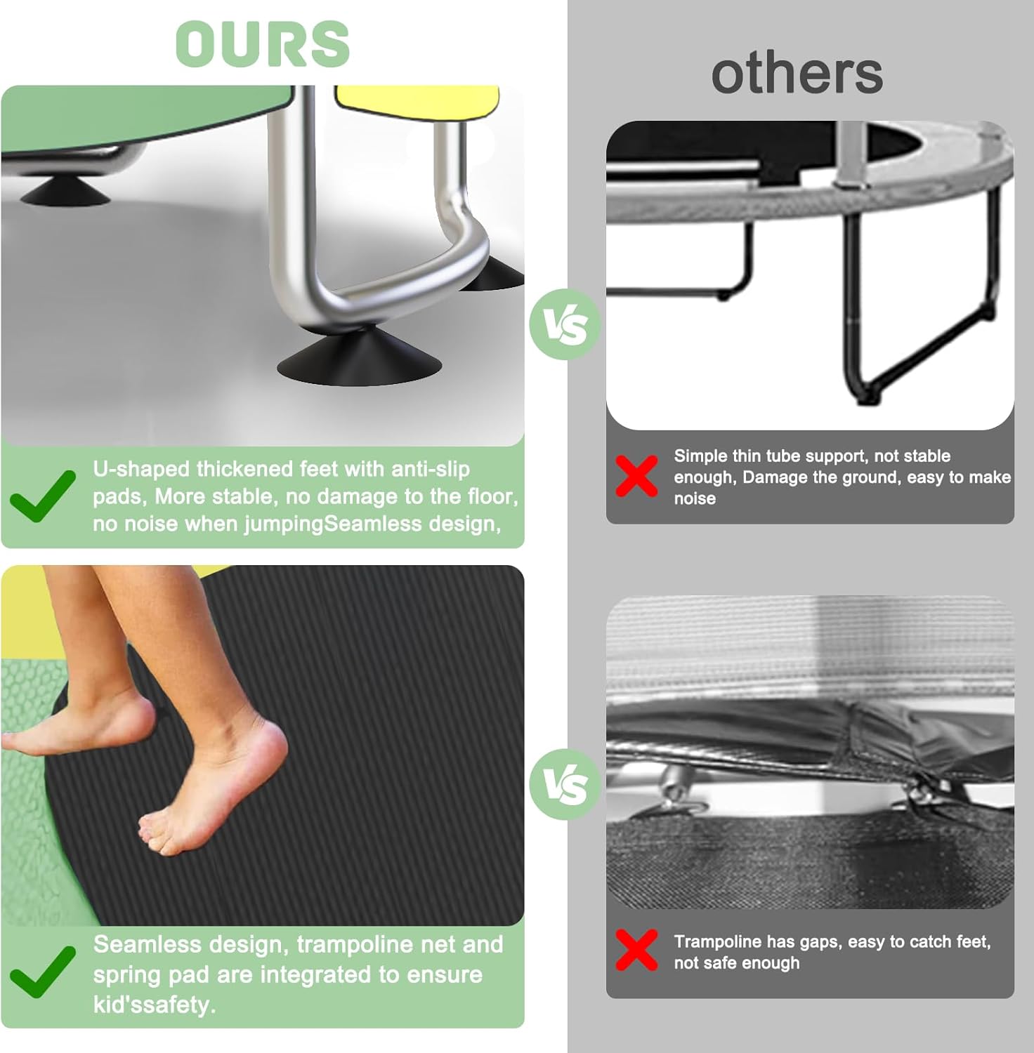 Trampoline for Kids, 60" Toddler Trampoline Indoor Outdoor, 440lbs KidsTrampoline with Enclosure Net, Upgraded Ring Legs with Adjustable Gymnastics Bar, Gifts for Ages 1-8 Boys&Girls