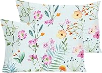 Vista 13 de YIYEA Juego de 2 fundas de almohada estándar de microfibra ultra suave de doble cepillado, fundas de almohada estándar, fundas de almohada florales