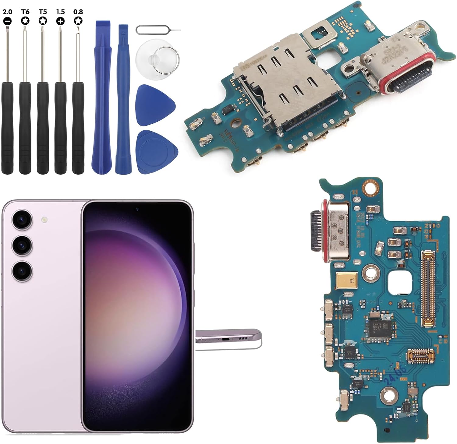Dock Connector for Samsung Galaxy S23+ Plus Charging Port Flex Cable Replacement for Samsung S23 Plus 5G S916U USB Charger Dock Board Connector with Tools(Black)