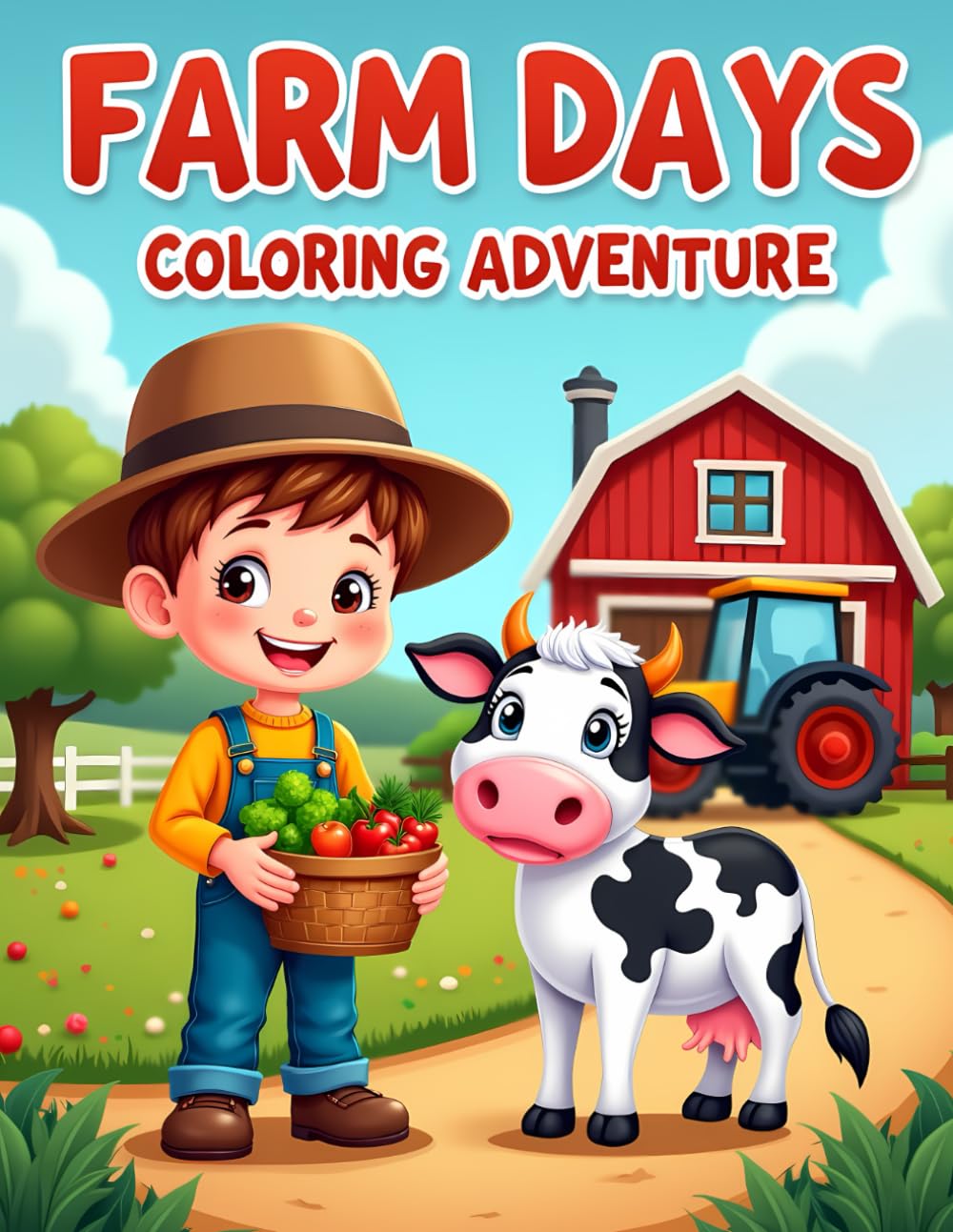 FARM DAYS COLORING ADVENTURE: Cute Farm Coloring Book for Kids Ages 4–8