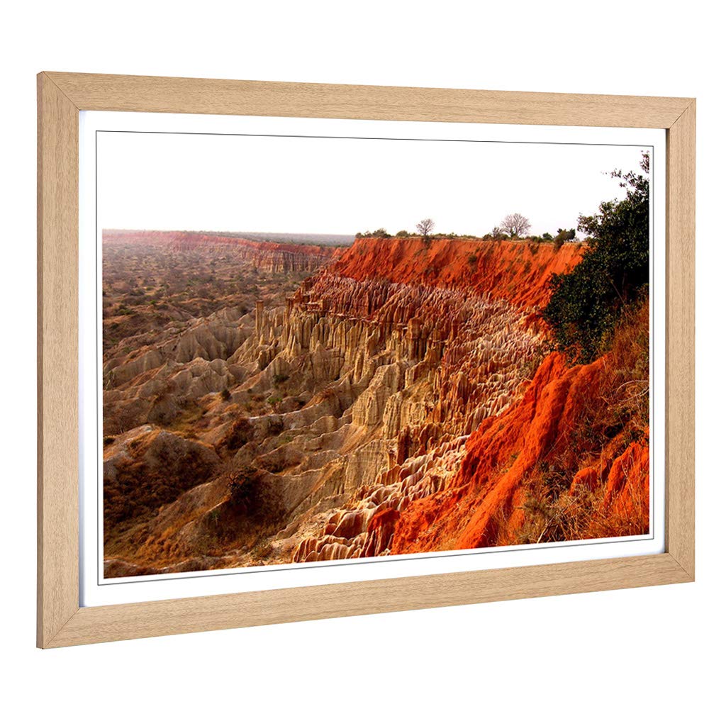 Big Box Art Framed Print of Landscape Angola Mountains Design | Wall Art Picture | Home Decor for Kitchen, Living, Dining Room, Bedroom, Hallway, Office, Oak, A2 / 24.5x18 Inch / 62x45cm