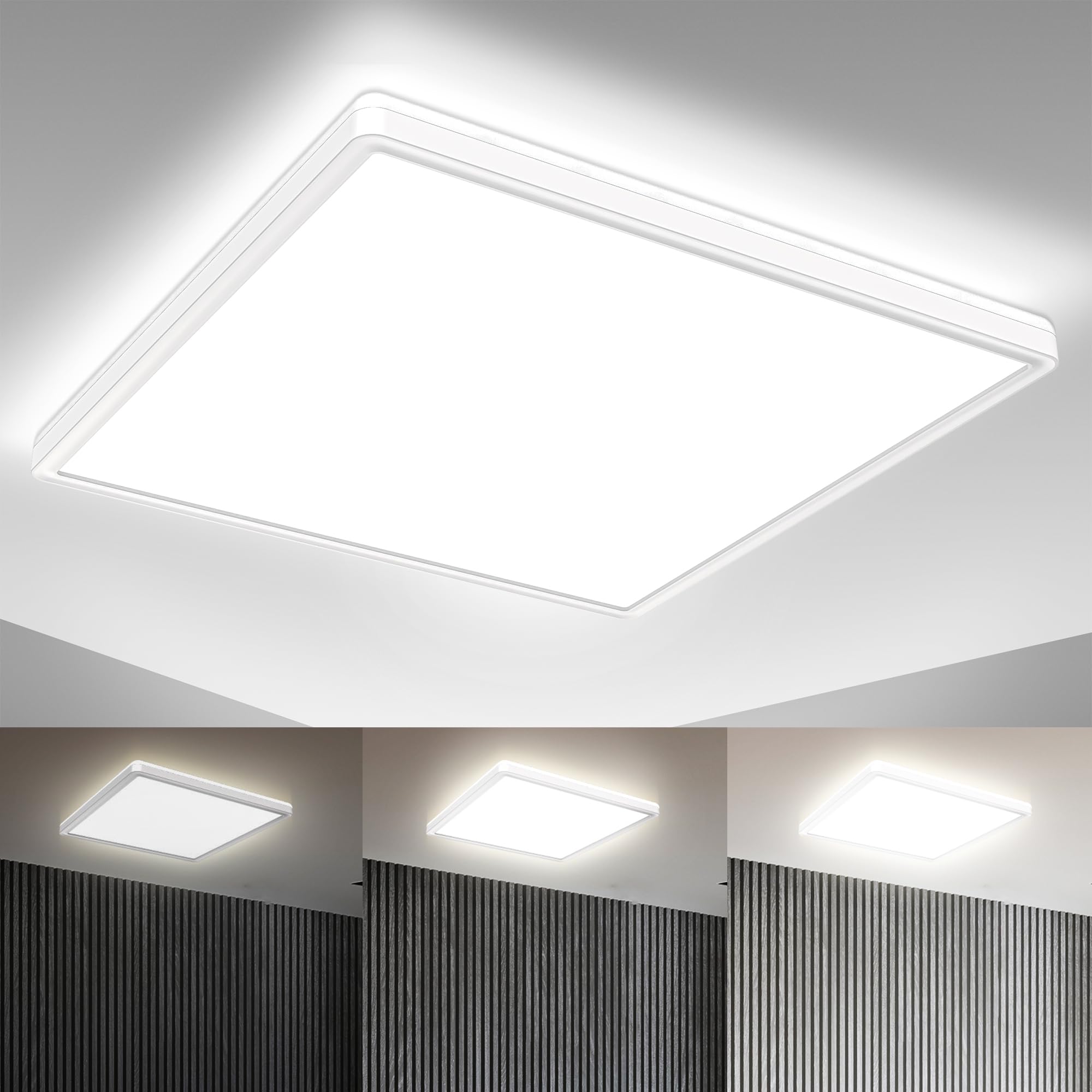 B.K.Licht 22 Watt Panel LED Cuadrado I regulable I ultra plano I luz indirecta I función de memoria I lámpara de techo LED I color de luz blanca neutra I 420x420x29mm I plafon led techo