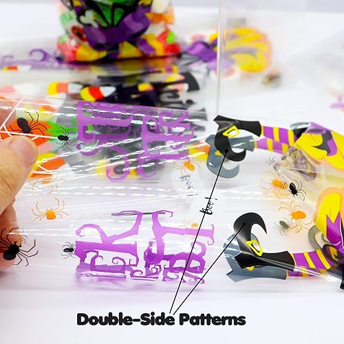 Miniatura 4 de VEYLIN 120 bolsas de celofán de Halloween, bolsas de dulces transparentes para dulce o dulce para suministros de fiesta de Halloween