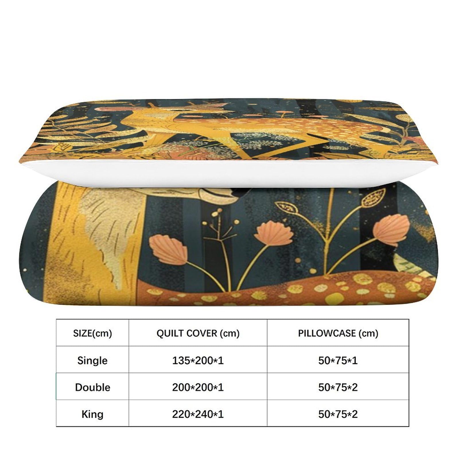 Set copripiumino per letto singolo con stampa 3D, motivo cervo, per ragazzi, ragazzi, 3 pezzi, per letto singolo (135 x 200 cm)