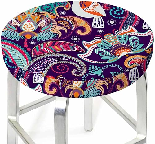 Miniatura 2 de Swono Funda de cojín redonda para silla de bar, 1 paquete de fundas elásticas para taburetes de barra redondas, fundas elásticas para asiento de