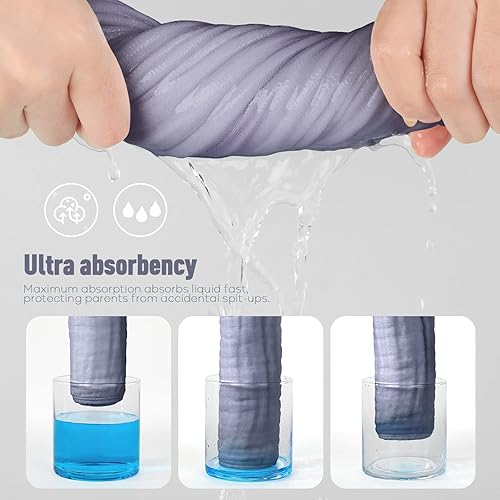 Miniatura 65 de Yoofoss Paquete de 10 paños de muselina para bebé, 100% algodón orgánico, para niños y niñas, grandes, 20 x 10 pulgadas, súper suaves y absorbentes