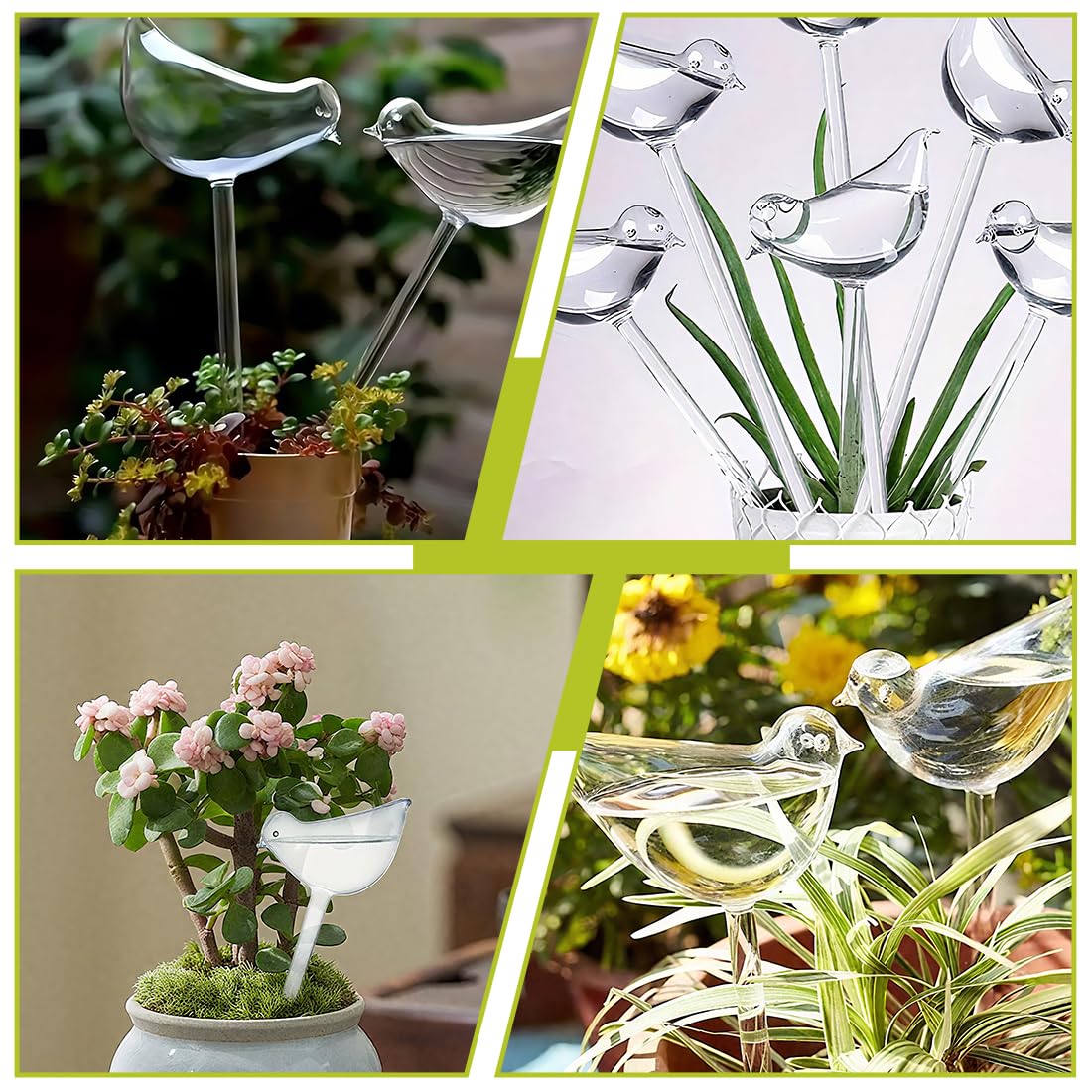 4 Pièces Boules D'Irrigation Automatique pour Plantes, Arrosage Automatique, Système d'Arrosage Goutte à Goutte Transparent pour Plantes D'Intérieur et D'Extérieur, Forme d’oiseau