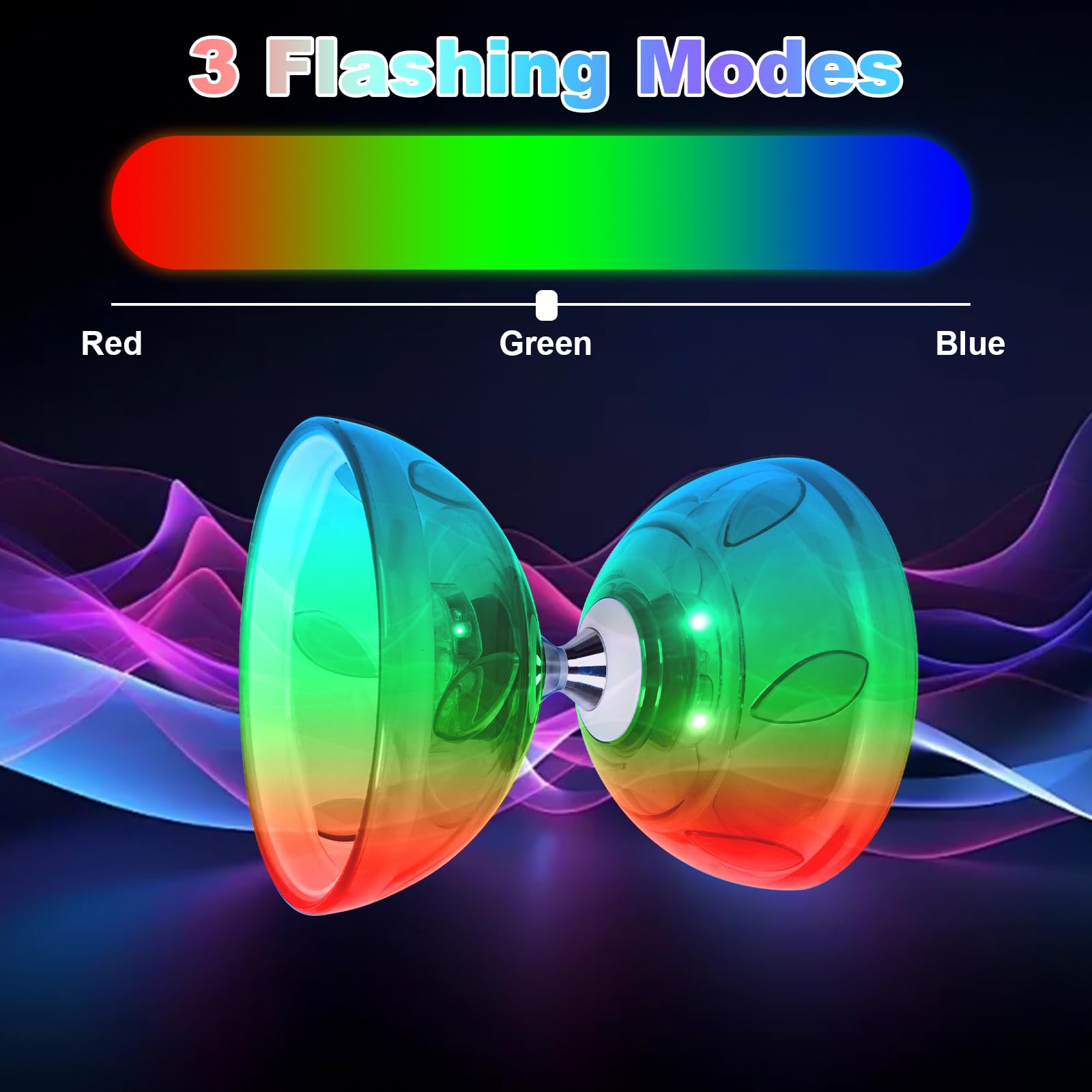 Diabolo LED con Cuscinetti a Sfera, 4,5 mm Carousel Diabolo Set Giocoleria Diabolo Luminoso al Buio Gioco a Ruota Libera per Bambini Adulti Principianti per Gli Sport all'Aria Aperta Interni