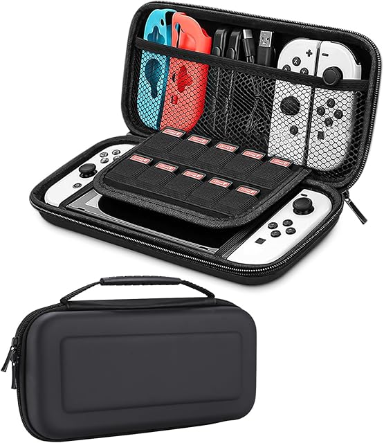 Etui kompatybilne z Nintendo Switch konsolą , Switch OLED, twarde etui na Switch, torba ochronna na konsolę Switch, 10 gier i inne akcesoria - czarne