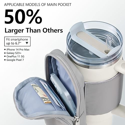 Miniatura 2 de Bolsa para botella de agua para vaso Stanley Quencher, bolsa grande para accesorios de copa Stanley, con múltiples bolsillos (solo bolsa)