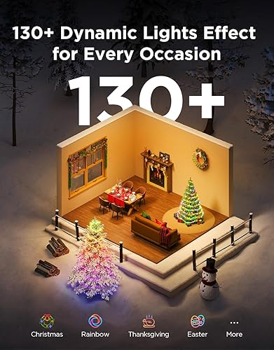 Miniatura 4 de Govee RGBWIC - 2 luces navideñas de 99 pies, 300 luces LED con función de mapeo de formas, decoración LED inteligente para árbol de interiores y
