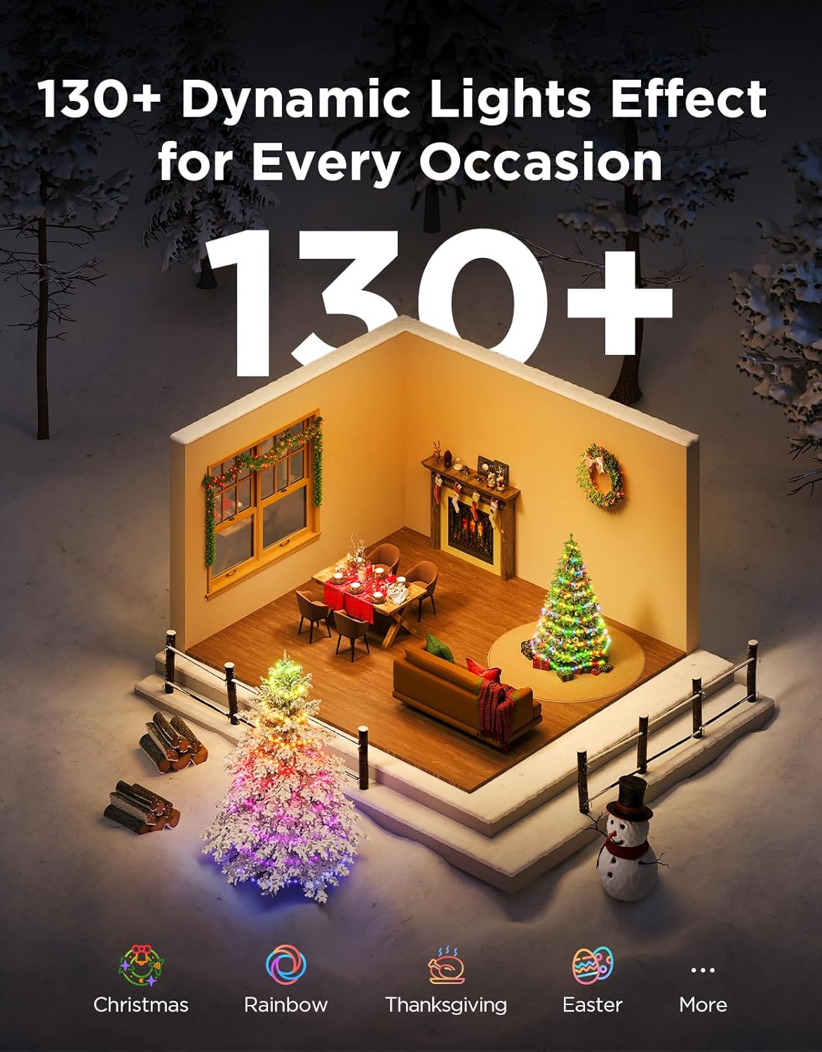 Govee 99FT RGBWIC Christmas String Lights - 300 LEDs with Shape Mapping Function, Smart LED Holiday Decoration for Indoor and Outdoor Trees, Featuring 130+ Preset Scenes, Voice... 4 Govee 99FT RGBWIC Christmas String Lights - 300 LEDs with Shape Mapping Function, Smart LED Holiday Decoration for Indoor and Outdoor Trees, Featuring 130+ Preset Scenes, Voice... - Image 4