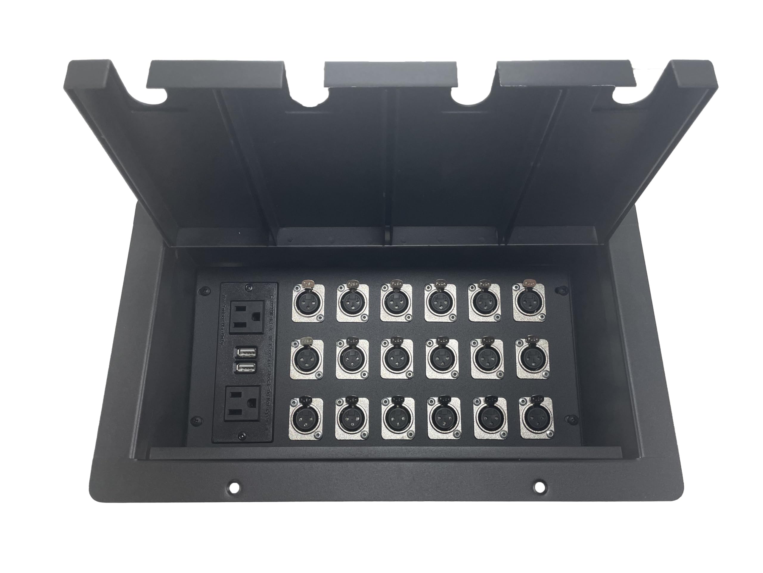 ProSpeakerparts PROCRAFT JUMBO 4 HOLE LID FEED-THRU RECESSED Stage Pocket/Floor Box w/ 1 WIRED AC 18 XLR Female