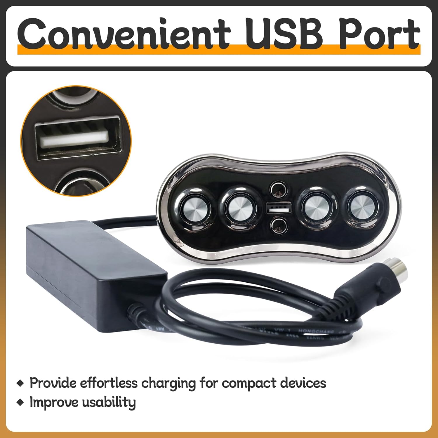 YUXIVCNE MLSK46-C Hand Control 6 Button 5 Pin Compatible with Mulin Power Recliner Lift Chair Electric Sofa, with USB Replacement Parts