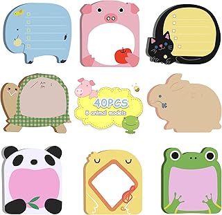 40 Pcs Cute Sticky Notes Set, Cartoon Animals Sticky Notes, Mini Sticky Notes, Refrigerator Sticky Notes, for School, Office Memo, Party Bags Filler, Student Kids Gifts(8 Styles)