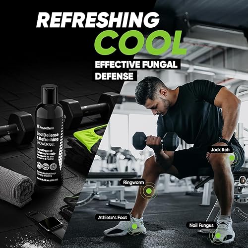 Miniatura 5 de Roycederm Gel de ducha antifúngico para hombres, ayuda con el pie de atleta, la picazón y la tiña, gel de ducha Cooldefense con árbol de té y mentol