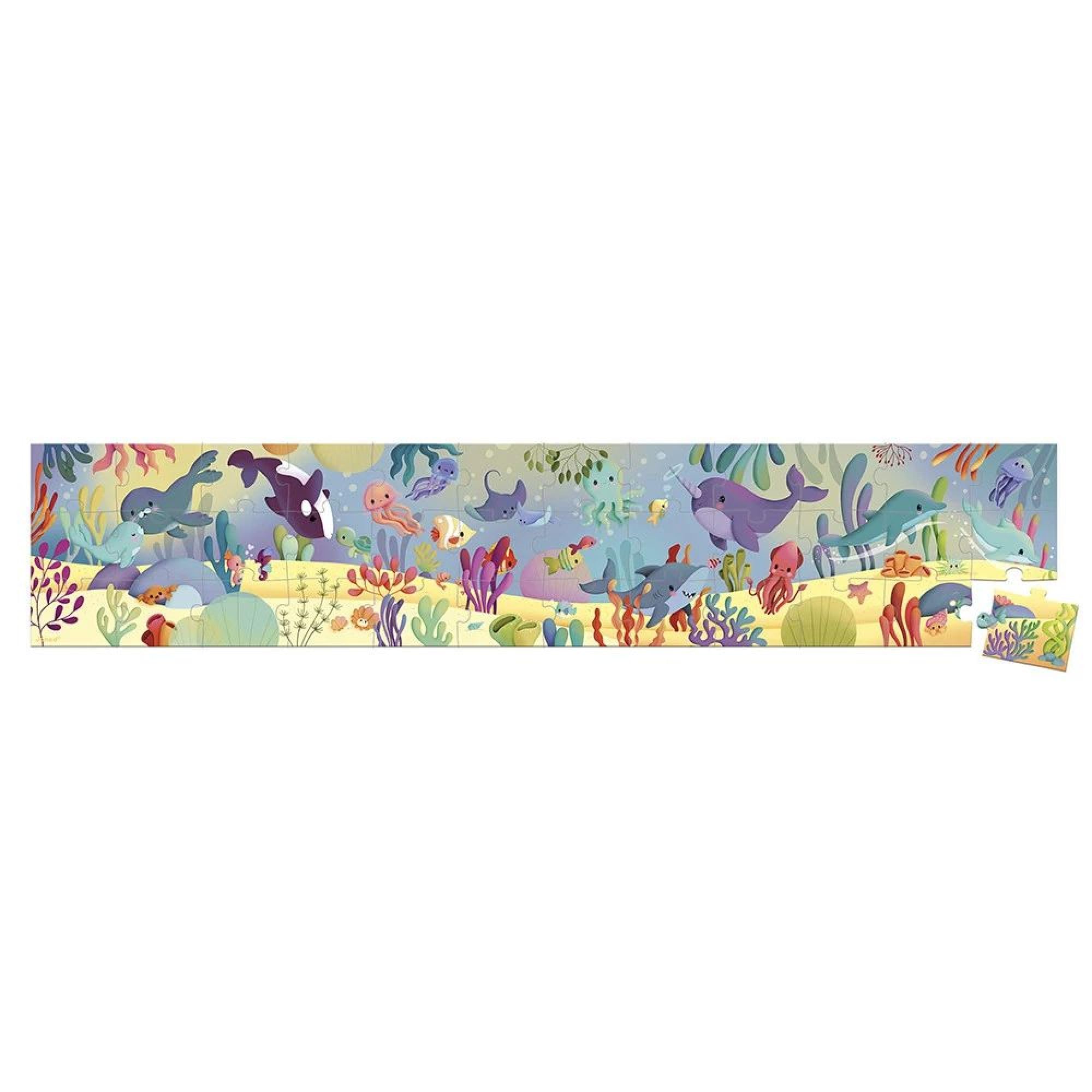 Janod - 36 Piece Sea Animals Panoramic Puzzle - Develops Patience & Concentration - Made in France - Ages 4+ - Image 2