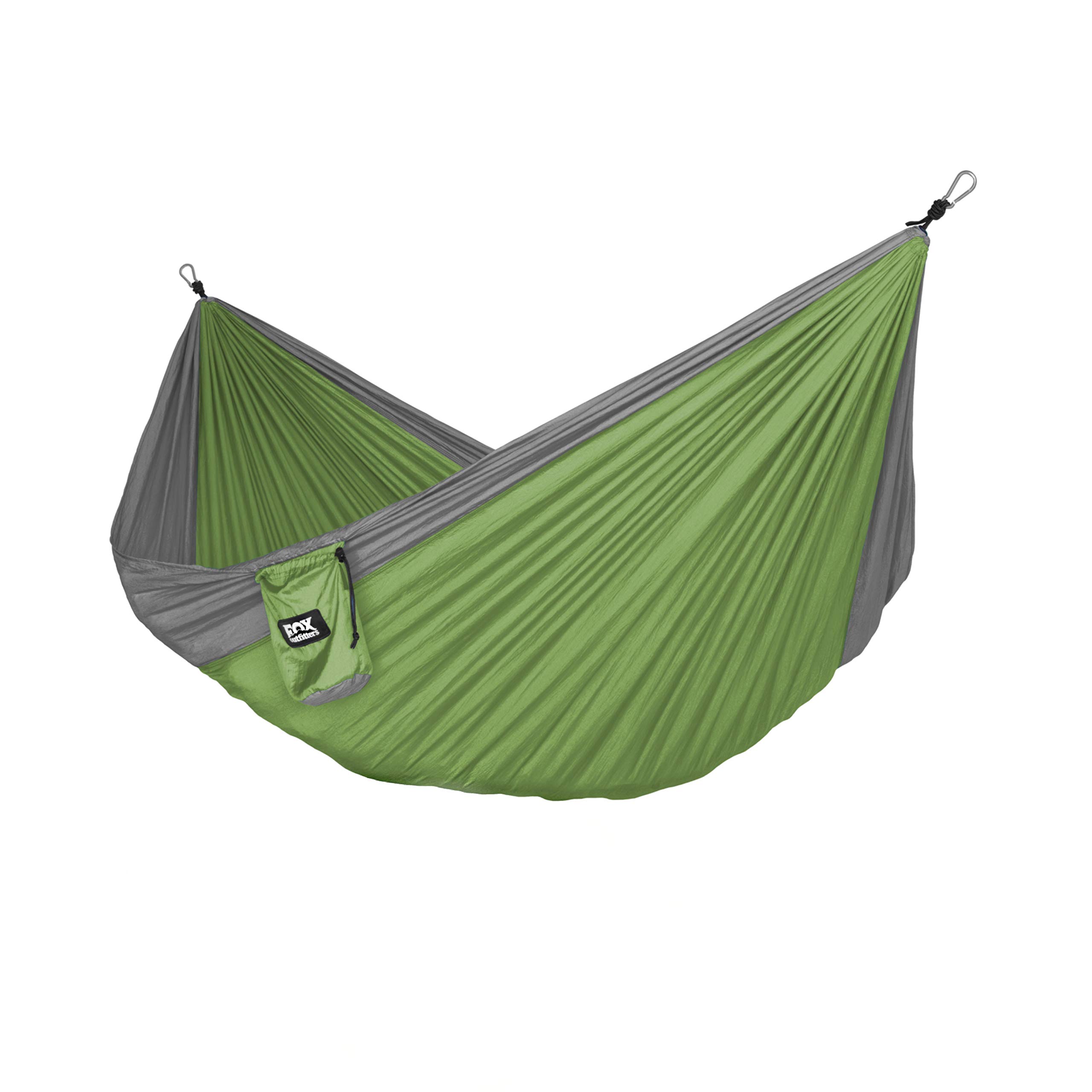 Fox OutfittersNeolite Double Camping Hammock - Lightweight Portable Nylon Parachute Hammock for Backpacking, Travel, Beach, Yard. Hammock Straps & Steel Carabiners Included