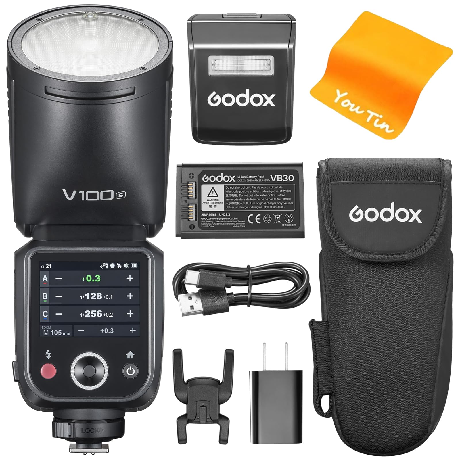 Godox V100-S V100S TTL Kamerablitz für Sony, Godox V1PRO-S Aufgerüstet,100Ws Rundkopf Blitzgerät mit OLED Screen und SU-1, 2,4G HSS 1/8000s Li-Ion 7.2V/2980mAh, V100 S Blitz für Sony Kameras