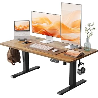 YIHAYO Adjustable Low Desk, H 18.1-28.3 x W 47.2 x D 23.6 inches 46-72 x 120 x 60 cm, Electric, Height Memory Function, Up/Down Adjustable, Quiet, Easy to Assemble, Gaming/Office Desk, Brown