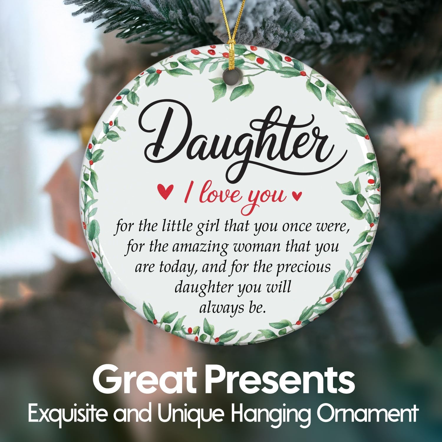 NewEleven Valentines Day Gifts for Daughter from Mom/Dad - Daughter Birthday Gifts, Heartfelt Present from Mom, Dad for Daughters, Adult Daughters - Christmas Ornaments - Image 4