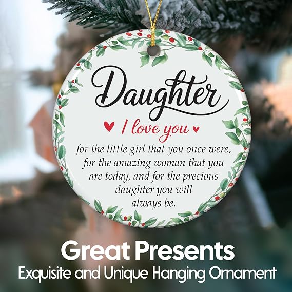 NewEleven for Daughter from Mom/Dad - Daughter Birthday Gifts, Heartfelt Present from Mom, Dad for Daughters, Adult Daughters - Christmas Ornaments