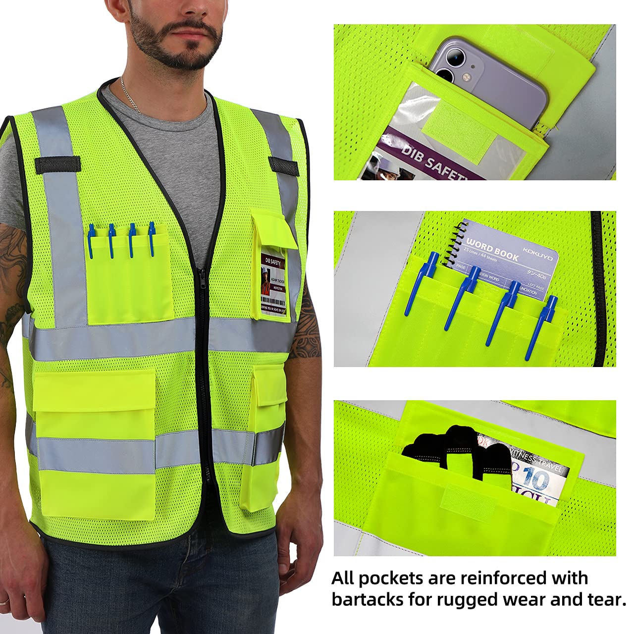 Snapklik.com : Dib Safety Reflective Vest Mesh, High Visibility Vest