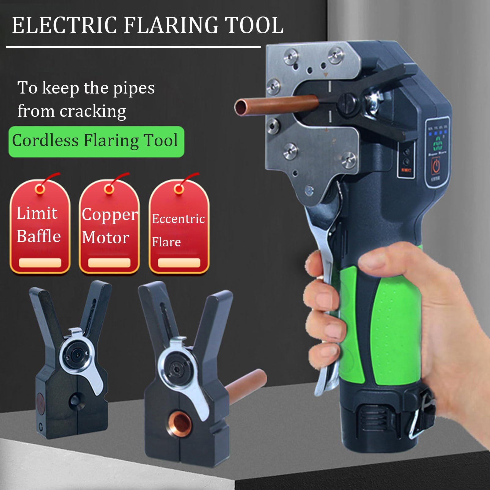 Abocardador eléctrico Cono excéntrico, Kit de abocardadores para Aire Acondicionado y refrigeradores, abocardado de 1/4'' a 3/4'' eficaz y fácil de Usar.