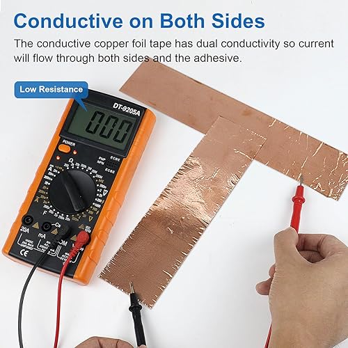 Miniatura 25 de BOMEI PACK Cinta de lámina de cobre, paquete de 3 (1 pulgada 1/2 pulgada 1/4 pulgadas x 66 pies) con adhesivo conductor para reparaciones